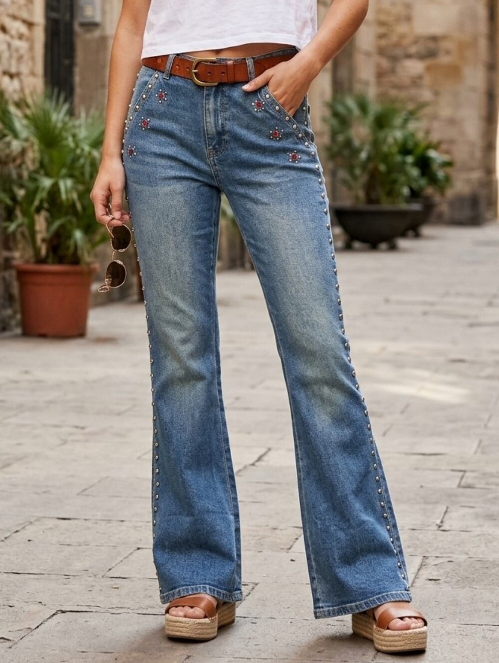 430. NWT - Desigual Embellished Flared Jeans